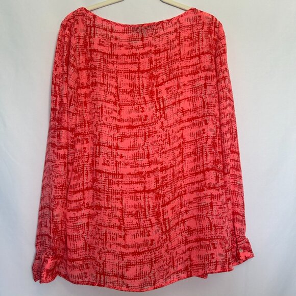 Banana Republic Pink‎ & Red Printed Long Sleeve Blouse | Size L - Picture 5 of 5